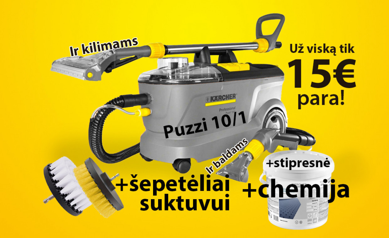 Plaunančių siurblių nuoma, Karcher Puzzi 10/1 siurblys nuoma, Kaunas