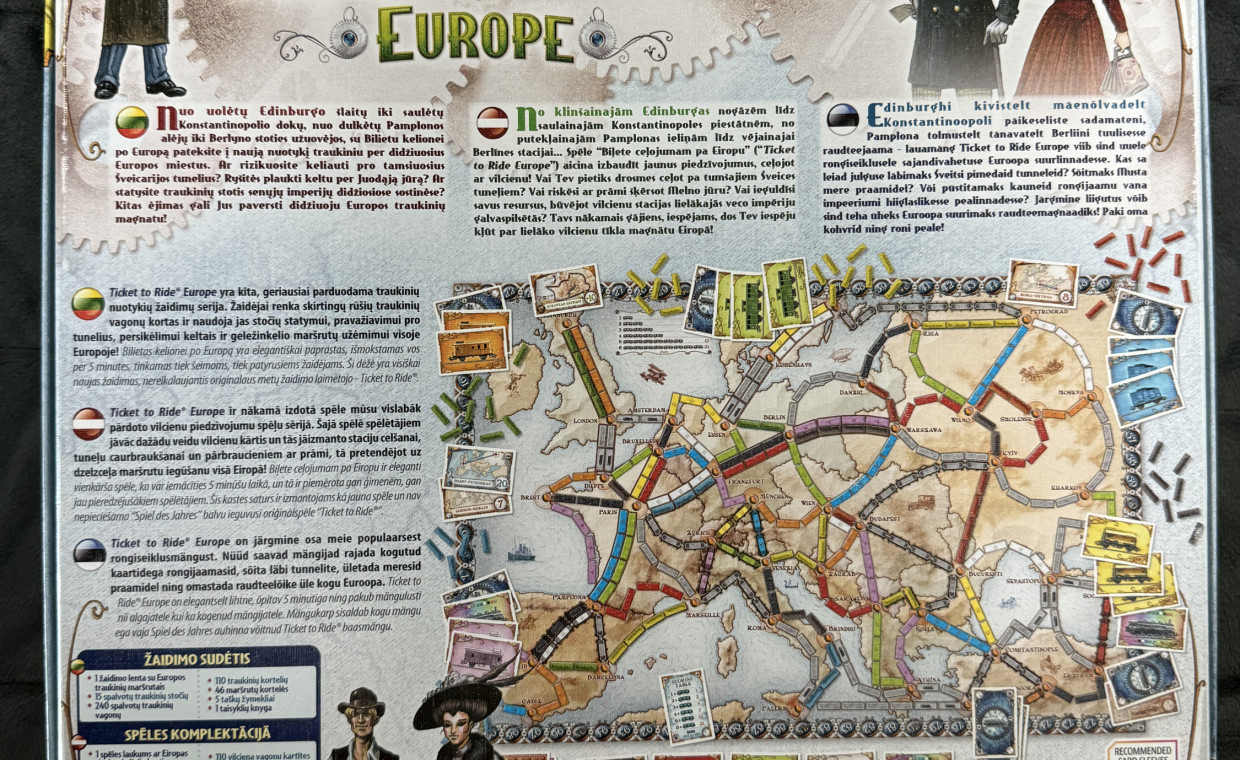 Laisvalaikio daiktų nuoma, Stalo žaidimas - Ticket to ride Europe nuoma, Klaipėda