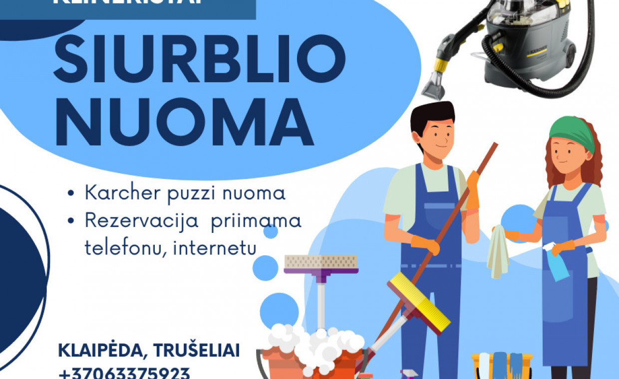 Plaunančių siurblių nuoma, Karcher Puzzi 8 plaunantis siurblys nuoma, Trušeliai