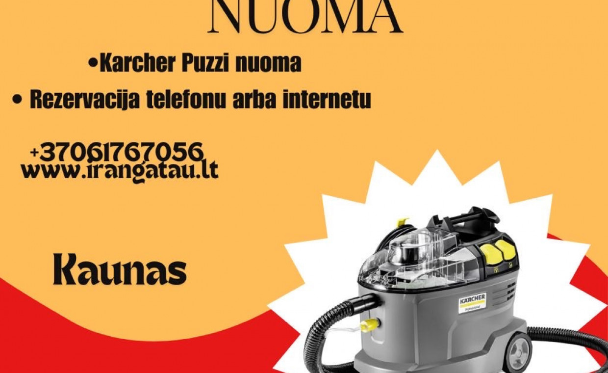 Plaunančių siurblių nuoma, Plaunantis Karcher Puzzi 8/C Siurblys nuoma, Kaunas