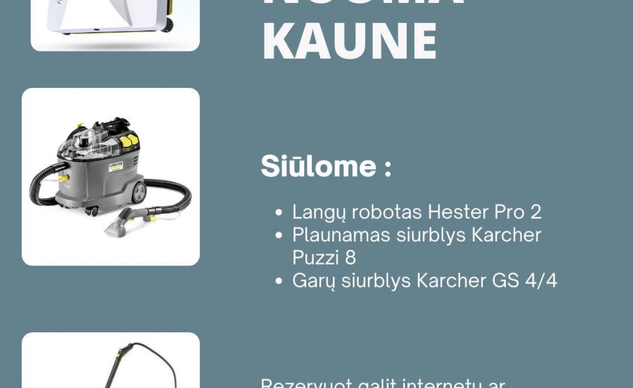 Plaunančių siurblių nuoma, Plaunantis Karcher Puzzi 8/C Siurblys nuoma, Kaunas