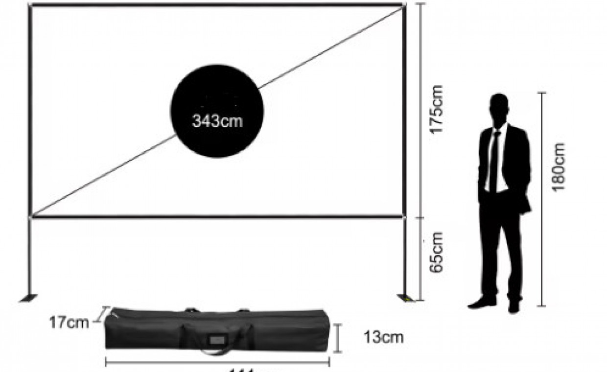 Projektorių nuoma, Didelis projektoriaus ekranas 135 colių nuoma, Vilnius